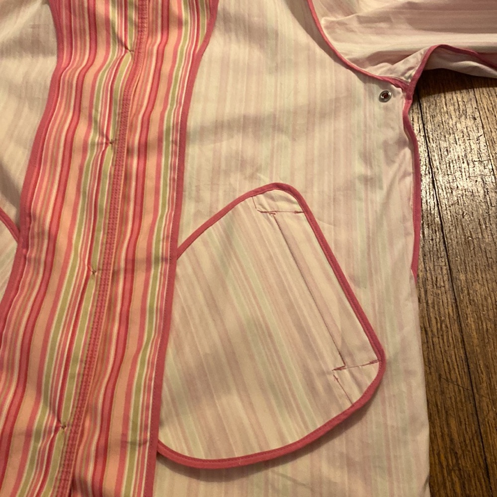 L.L. Bean coat mackintosh pink stripe L Petite preppy colorful - Picture 8 of 13